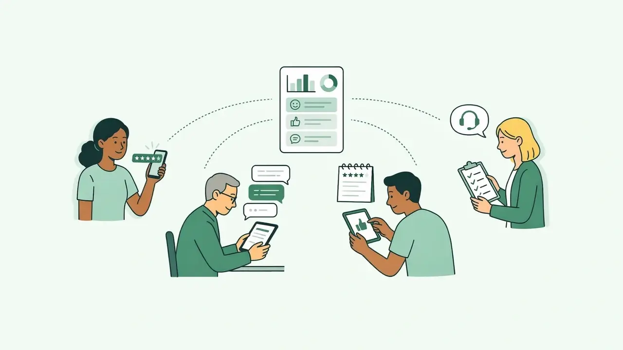 Customer feedback types, methods and examples illustrated with surveys, reviews and customer insights